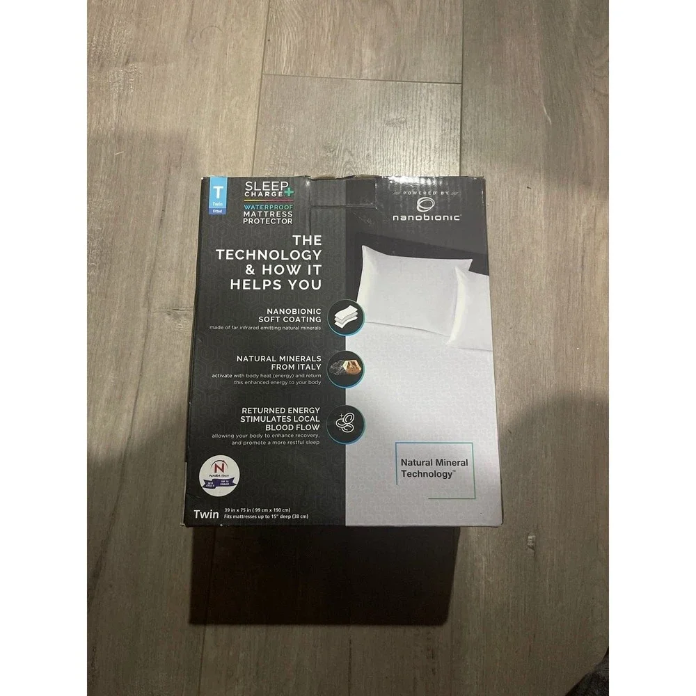 SleepCharge Nanobionic Waterproof Fitted Mattress Protector, Twin